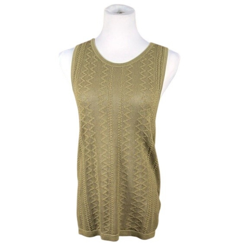 Guess Tank Top Womens S SL Rico SWL Army Olive Pointelle Organic Cotton NEW